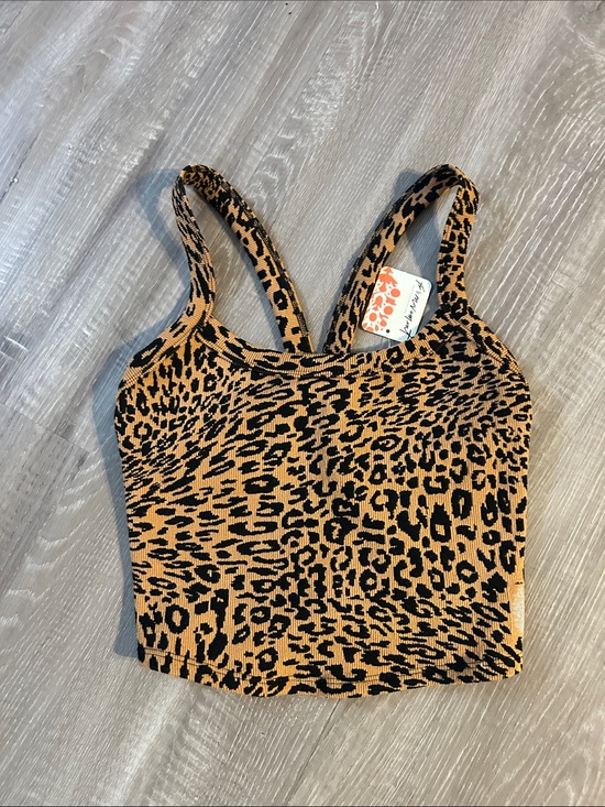 FP Movement by Free People Tops - FP Movement Leopard Print Strappy Crop Tank Top - Black & Tan